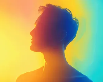 Silhouette of person with gradient lighting
